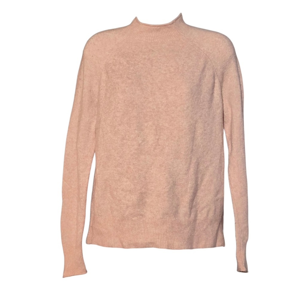 J.Crew Womens S Sweater Pink Merino Wool Alpaca Blend Mock Neck Raglan Sleeve